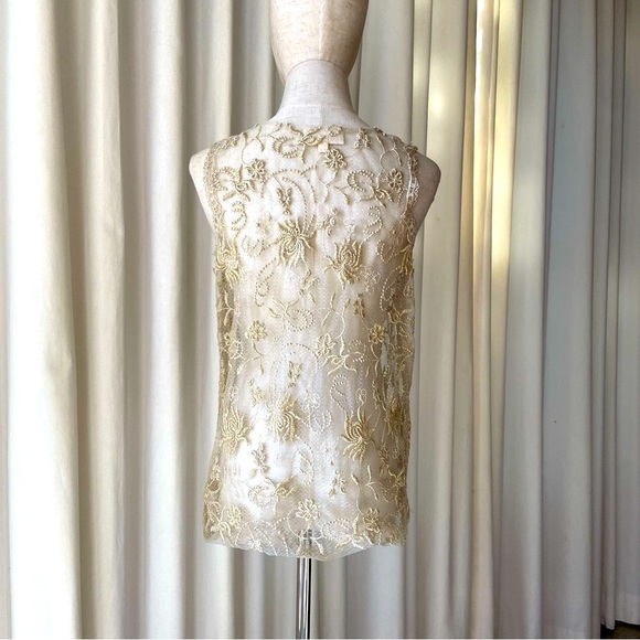 Anthropologie | “Magnolia” Tulle Shell Sheer Beaded Blouse | Small - Picture 6 of 11